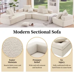 1/2/3/4pcs Oversized Modular Sectional Sofa, Boucle Convertible Floor Sofa Couch Set 4B -ModernLuxe -Baxton Studio Shop GUEST 6fa9a72f 8ff1 4ce4 8e21 24c3f65623b9