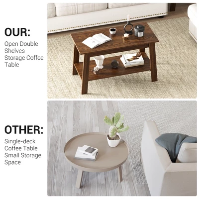 31.49” Rustic Coffee Table - 2-Tier Modern Farmhouse Side Table For Living Room, Home, Office & Outdoor 8 31.49” Rustic Coffee Table - 2-Tier Modern Farmhouse Side Table For Living Room, Home, Office & Outdoor - Image 8