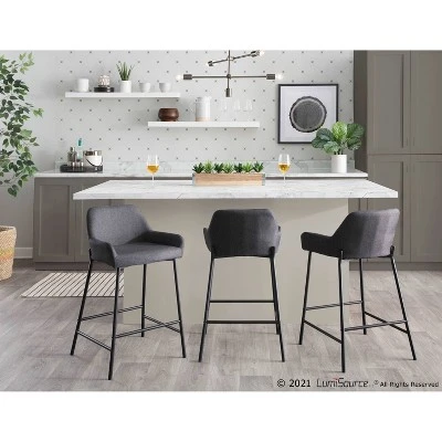 Set Of 2 Daniella Metal/Polyester Counter Height Barstools - LumiSource 8 Set Of 2 Daniella Metal/Polyester Counter Height Barstools - LumiSource - Image 8