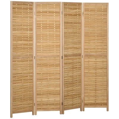 HOMCOM Room Divider, 5.5' Tall Bamboo Portable Folding Privacy Screens, Hand-Woven Double Side Partition Wall Dividers For Home, Natural 6 HOMCOM Room Divider, 5.5' Tall Bamboo Portable Folding Privacy Screens, Hand-Woven Double Side Partition Wall Dividers For Home, Natural - Image 6