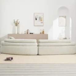 139"W 4-Seater Sectional Sofa Sleeper Sofa Bed With ARC Armrests, Double Backrests And Pillows, No Assembly Required-ModernLuxe -Baxton Studio Shop GUEST 6fe00315 d493 411a af34 592b09d21521