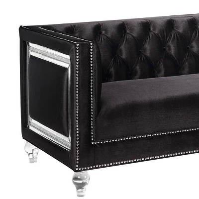 67" Heibero Sofa Black Velvet - Acme Furniture 9 67" Heibero Sofa Black Velvet - Acme Furniture - Image 9