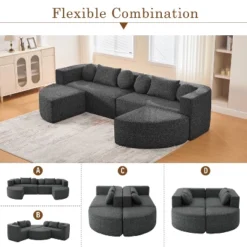 114.9"W Modular Sectional Sofa With Curved Design, Free-Combined Boucle Fabric Sofa Bed - ModernLuxe 16 114.9"W Modular Sectional Sofa With Curved Design, Free-Combined Boucle Fabric Sofa Bed - ModernLuxe -Baxton Studio Shop GUEST 7052840c d72e 4822 9155 5155268cedb5