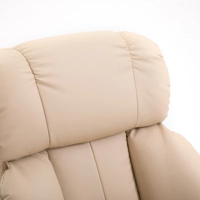 HOMCOM Recliner With Ottoman Footrest, Recliner Chair With Vibration Massage, Faux Leather And Swivel Wood Base For Living Room And Bedroom 5 HOMCOM Recliner With Ottoman Footrest, Recliner Chair With Vibration Massage, Faux Leather And Swivel Wood Base For Living Room And Bedroom - Image 5