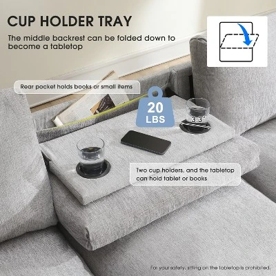 96''W Sofa Couch Set, Upholstered Storage Sofa Chair With USB Charges, Bluetooth Speaker, Cup Holders -ModernLuxe 4 96''W Sofa Couch Set, Upholstered Storage Sofa Chair With USB Charges, Bluetooth Speaker, Cup Holders -ModernLuxe - Image 4