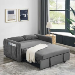 55.5" Modern Pull-Out Sleep Sofa - 2-Seater Loveseat With Lumbar Pillows & Side Pockets 14 55.5" Modern Pull-Out Sleep Sofa - 2-Seater Loveseat With Lumbar Pillows & Side Pockets -Baxton Studio Shop GUEST 70edade2 20f4 4068 b93a c6cf75c547c9