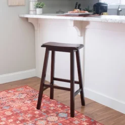 30" Saddle Barstool Wood Brown - Linon