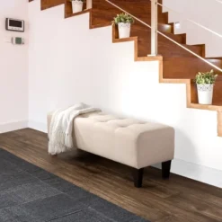 Rosewell Button Tufted Fabric Accent Bench - CorLiving -Baxton Studio Shop GUEST 71340e24 5ac9 4d29 b709 70e807d26837