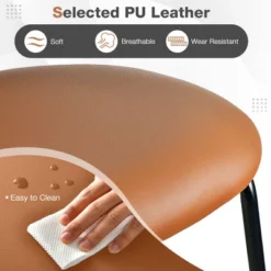 Costway Set Of 2 Bar Stools Faux Leather Bar Height Kitchen Chairs With Rattan Back Brown/Green -Baxton Studio Shop GUEST 715ea900 b52b 4c99 a844 e32a41a119b0