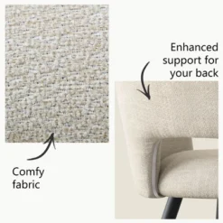 Set Of 8 Modern Dining Chairs With Armrests, Upholstered Dining Room Chairs With Black Metal Legs, Comfortable Seats For Kitchen & Home-Maison Boucle 11 Set Of 8 Modern Dining Chairs With Armrests, Upholstered Dining Room Chairs With Black Metal Legs, Comfortable Seats For Kitchen & Home-Maison Boucle -Baxton Studio Shop GUEST 7181744e 5c14 473d b233 edda9d3f076a