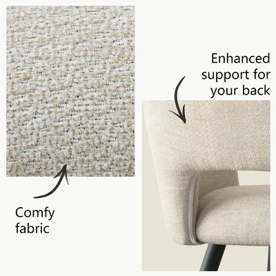 Set Of 8 Modern Dining Chairs With Armrests, Upholstered Dining Room Chairs With Black Metal Legs, Comfortable Seats For Kitchen & Home-Maison Boucle 5 Set Of 8 Modern Dining Chairs With Armrests, Upholstered Dining Room Chairs With Black Metal Legs, Comfortable Seats For Kitchen & Home-Maison Boucle - Image 5