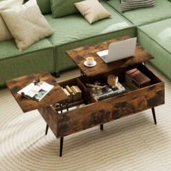 Costway Lift Top Coffee Table W/ Storage Multi-Functional Home Center Accent Table For Living Room Rustic Brown -Baxton Studio Shop GUEST 71fa7c04 8893 446f 9141 111d8a17b7a7