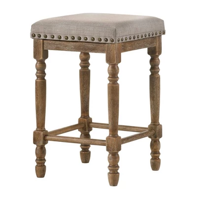 16" Farsiris Counter Height Barstool Beige Fabric/Weathered Oak Finish - Acme Furniture 3 16" Farsiris Counter Height Barstool Beige Fabric/Weathered Oak Finish - Acme Furniture - Image 3