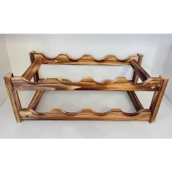 Itopfox 8-Bottle Wine Rack - Premium Carbonized Pine Wood, Two-Tier Countertop Design For Kitchen, Dining Room Or Bar -Baxton Studio Shop GUEST 722666ff da0e 4cbe a9f5 658a6e14c908