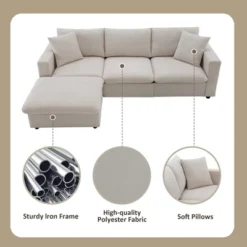 Modern L-shaped Sectional Sofa, Upholstered Couch With Convertible Ottoman And 2 Free Pillows-ModernLuxe 16 Modern L-shaped Sectional Sofa, Upholstered Couch With Convertible Ottoman And 2 Free Pillows-ModernLuxe -Baxton Studio Shop GUEST 72367c3d 13e7 4e8a 9421 fd14e9fdc4ca