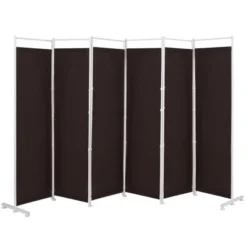 Costway 6-Panel Room Divider Folding Privacy Screen W/Steel Frame Decoration BrownBlack -Baxton Studio Shop GUEST 72457d77 df77 4988 8d11 56566ee2e5c3