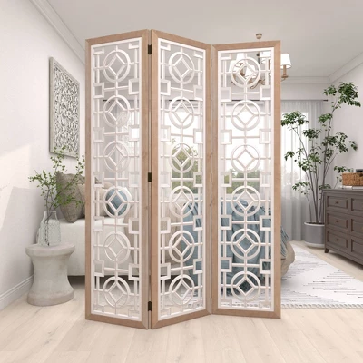 Farmhouse Wood Patterned Room Divider Screen White - Olivia & May 11 Farmhouse Wood Patterned Room Divider Screen White - Olivia & May - Image 11