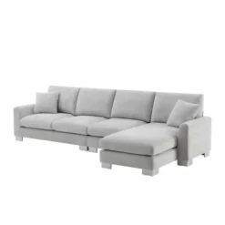 YOOCOZZ L-Shaped Chenille Sectional Sofa With Chaise Lounge And Silver Aluminum Feet