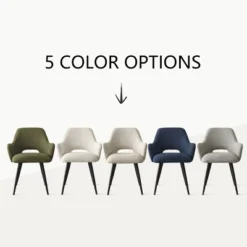 Set Of 8 Modern Dining Chairs With Armrests, Upholstered Dining Room Chairs With Black Metal Legs, Comfortable Seats For Kitchen & Home-Maison Boucle 13 Set Of 8 Modern Dining Chairs With Armrests, Upholstered Dining Room Chairs With Black Metal Legs, Comfortable Seats For Kitchen & Home-Maison Boucle -Baxton Studio Shop GUEST 73423702 9cfa 4944 ae81 e488a0ca9dc9