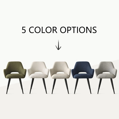 Set Of 8 Modern Dining Chairs With Armrests, Upholstered Dining Room Chairs With Black Metal Legs, Comfortable Seats For Kitchen & Home-Maison Boucle 7 Set Of 8 Modern Dining Chairs With Armrests, Upholstered Dining Room Chairs With Black Metal Legs, Comfortable Seats For Kitchen & Home-Maison Boucle - Image 7