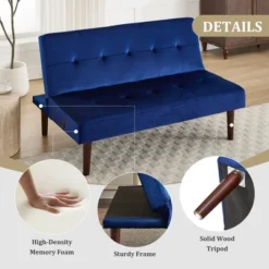 ModernLuxe Low Upholstered Sofa Bed Sleeper Sofa Recliner With Adjustable Backrest & Charging Port, Gray/Blue/Coffee/Pink -Baxton Studio Shop GUEST 7349a446 99fe 48af be9a c31658c1f282