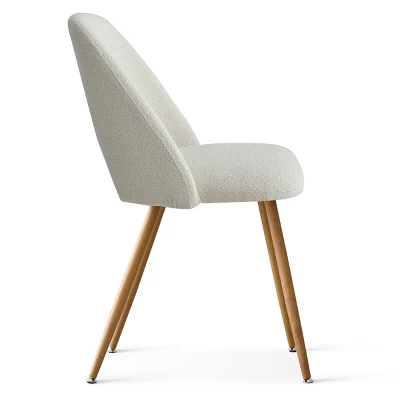 Edwin Boucle Dining Chair Set Of 6,Modern Kitchen Dining Room Chairs With Curved Round Backrest,Boucle Chairs With Oak Metal Legs -Maison Boucle 4 Edwin Boucle Dining Chair Set Of 6,Modern Kitchen Dining Room Chairs With Curved Round Backrest,Boucle Chairs With Oak Metal Legs -Maison Boucle - Image 4