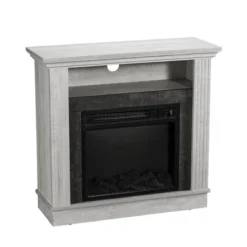 32" Freestanding Electric Fireplace Saw Cut Off White - Home Essentials