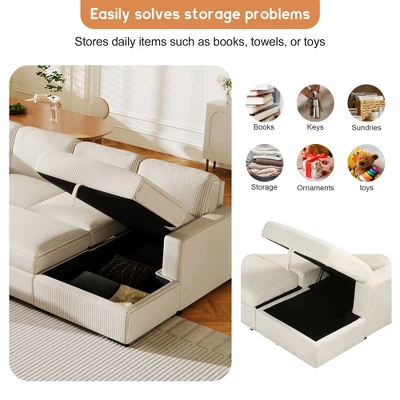 U-Shaped Modular Sofa With Storage Lounge Chair, 6-Seater Oversized Sofa With USB Interface - ModernLuxe 4 U-Shaped Modular Sofa With Storage Lounge Chair, 6-Seater Oversized Sofa With USB Interface - ModernLuxe - Image 4