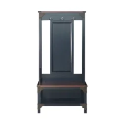 Saint Birch Ansel Hall Tree And Shoe Bench, Cherry/Antiue Black