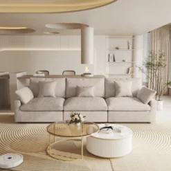 Cloud Couch Modular Sectional Sofa,119.2" 3Seater Wide Couch,Down Filled Convertible Living Room Set, Covers Washable&Replaceable -Baxton Studio Shop GUEST 742b198a 1172 4e1c 86a7 bfeb89c181b3