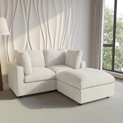 Cloud Couch Modular Sectional Sofa,67" L Shaped Couch, Convertible Wide Seater, 2 Seater+Ottoman For Living Room Set 1 Cloud Couch Modular Sectional Sofa,67" L Shaped Couch, Convertible Wide Seater, 2 Seater+Ottoman For Living Room Set