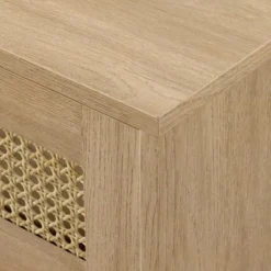 Modern Boho Floating TV Stand For TVs Up To 80" With Rattan Doors Coastal Oak - Saracina Home -Baxton Studio Shop GUEST 745a3b8a 848e 4b6e 885e a5cf9fe591e4