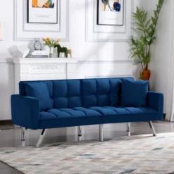 DOMETOUR 74 Inch Futon Sofa Bed Upholstered Sleeper, Adjustable Back Convertible Sofa Bed For Living Room Bedroom Furniture -Baxton Studio Shop GUEST 746ee49a d1df 4798 9493 f09057827a0a