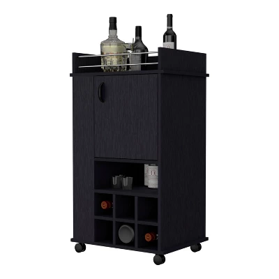 Gulches Farson Bar Cart With 6 Wine Racks, 2 Side Shelves, Single-Door Cabinet And Smooth Rolling Casters 3 Gulches Farson Bar Cart With 6 Wine Racks, 2 Side Shelves, Single-Door Cabinet And Smooth Rolling Casters - Image 3