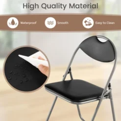 Costway 2/4 PCS U Shape Folding Chairs Furniture Home Outdoor Picnic Portable Black -Baxton Studio Shop GUEST 749ca2e1 a8b0 419c a1da 6258b390988e