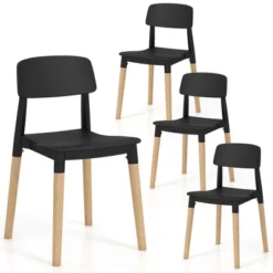 Costway Dining Side Chairs Set Of 4 With Ergonomic Backrest Wide Seat & Sturdy Wooden Legs Black/White -Baxton Studio Shop GUEST 74b791b7 41a8 485f 9281 ec29a126d73e