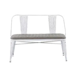 Oregon Industrial Upholstered Bench Vintage White/Gray - LumiSource -Baxton Studio Shop GUEST 74cdf711 6ac2 44ec a3ae 86352cc16c0c