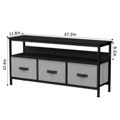 Garvee 55" TV Stand Entertainment Center With 3 Fabric Drawers, Rustic Dresser For Living Room, Bedroom