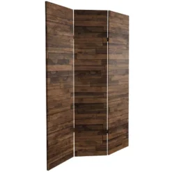 6" Double Sided Walnut Wood Pattern Canvas Room Divider Brown - Oriental Furniture -Baxton Studio Shop GUEST 74f66a50 7391 4d7c 938a de1327061146