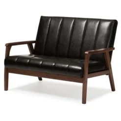 Nikko Mid-Century Modern Scandinavian Style Faux Leather Wooden 2 Seater Loveseat - Baxton Studio 9 Nikko Mid-Century Modern Scandinavian Style Faux Leather Wooden 2 Seater Loveseat - Baxton Studio -Baxton Studio Shop GUEST 753fe990 507c 4bd0 bb64 c2f5d6a8731e