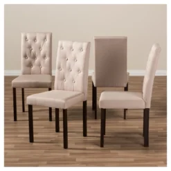 Set Of 4 Gardner Modern And Contemporary Fabric Dining Chair: Beige, Dark Brown - Baxton Studio -Baxton Studio Shop GUEST 754808ce c82d 4c70 b9f6 8cd0200c74b6