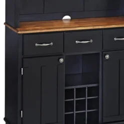 Large Buffet Of Buffets Server With Hutch And Oak Top Black - Homestyles -Baxton Studio Shop GUEST 755079eb 3954 4615 8b97 a450b54aa78a