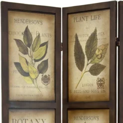 Botanical Print Double Sided Room Divider - Oriental Furniture