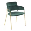 Set Of 2 Napoli Contemporary Chairs Gold/Emerald Green Velvet - LumiSource: Chrome-Plated, Metal Legs, Floor Protectors