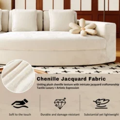 115.7" 4-Seater Chenille Modular Sofa Set, Curved Design Sofa Couch With 5 Pillows, No Assembly For Living Room & Bedroom - ModernLuxe -Baxton Studio Shop GUEST 7676efdc 05fc 4df0 9220 1a4624a8c0b6