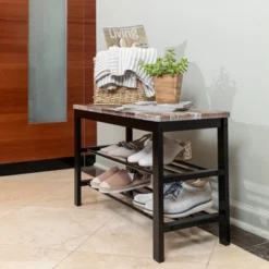31.5" Entryway Storage Bench And Shoe Rack Distressed Wood Finish Brown - Danya B. -Baxton Studio Shop GUEST 7679bf79 9d4b 4844 a9dd ec28af3f2404