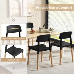 Costway Dining Side Chairs Set Of 4 With Ergonomic Backrest Wide Seat & Sturdy Wooden Legs Black/White -Baxton Studio Shop GUEST 76824f95 7617 4b61 9925 e9e4b7b115c7