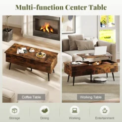 Costway Lift Top Coffee Table W/ Storage Multi-Functional Home Center Accent Table For Living Room Rustic Brown -Baxton Studio Shop GUEST 7699702a 0cfd 4fde a38b b3f1d35c5364
