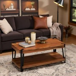 Alaterre Furniture Ryegate Live Edge Solid Wood Coffee Table Metal And Wood -Baxton Studio Shop GUEST 76a55238 ac39 41a6 bfd9 1ac0d6dc4219