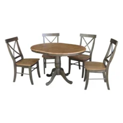 36" Harry Round Extendable Dining Table With 4 Chairs - International Concepts -Baxton Studio Shop GUEST 76a93dea 50e4 4166 9f86 1d20598f6d98
